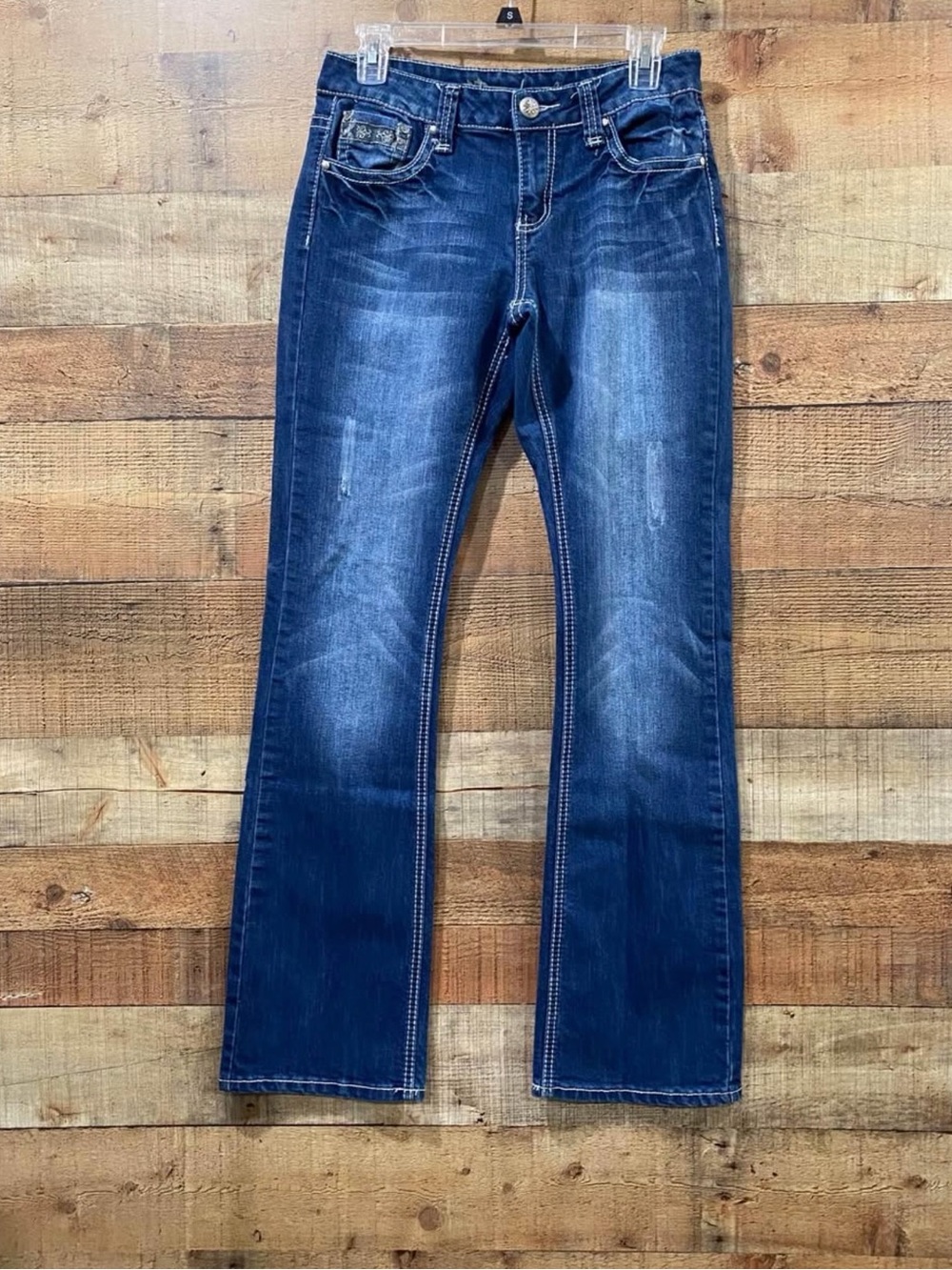New Directions Bootcut Blue Denim Embellished Jeans Size 6